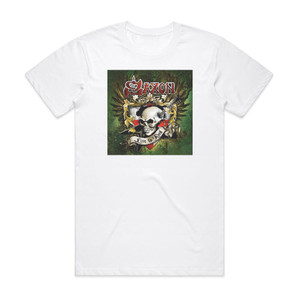 Saxon Live To Rock Album Cover T-Shirt White Saxon Live To Rock Album Cover T-Shirt White