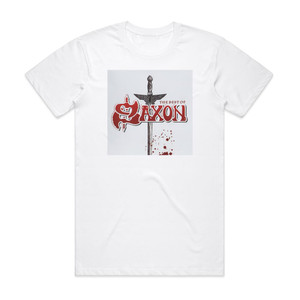 Saxon The Best Of Saxon Album Cover T-Shirt White Saxon The Best Of Saxon Album Cover T-Shirt White