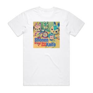 Shonen Knife Brand New Knife 1 Album Cover T-Shirt White Shonen Knife Brand New Knife 1 Album Cover T-Shirt White
