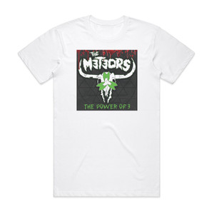 The Meteors The Power Of 3 Album Cover T-Shirt White The Meteors The Power Of 3 Album Cover T-Shirt White