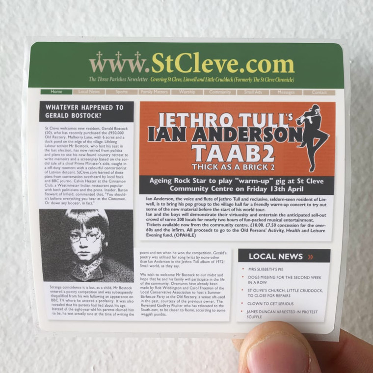 Ian Anderson Thick As A Brick 2 Album Cover Sticker