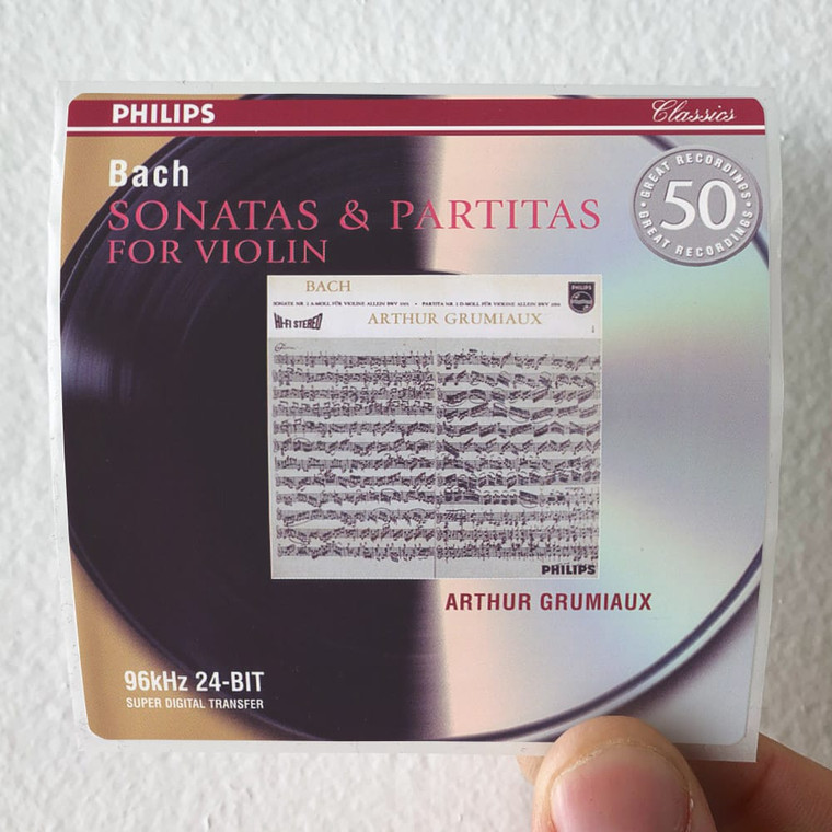 Johann Sebastian Bach Sonatas And Partitas For Solo Violin Arthur Grumiaux Album Cover Sticker