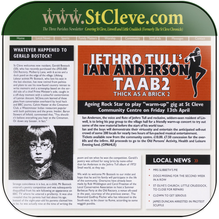 Ian Anderson Thick As A Brick 2 Album Cover Sticker Album Cover Sticker