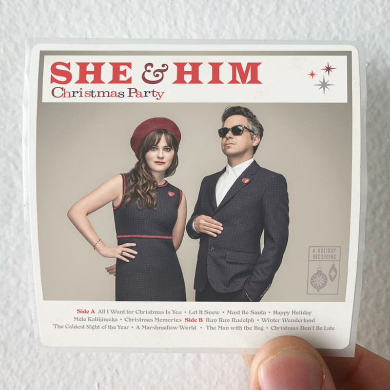 She and Him Christmas Party Album Cover Sticker