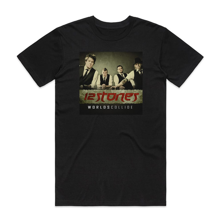 12 Stones Worlds Collide Album Cover T-Shirt Black