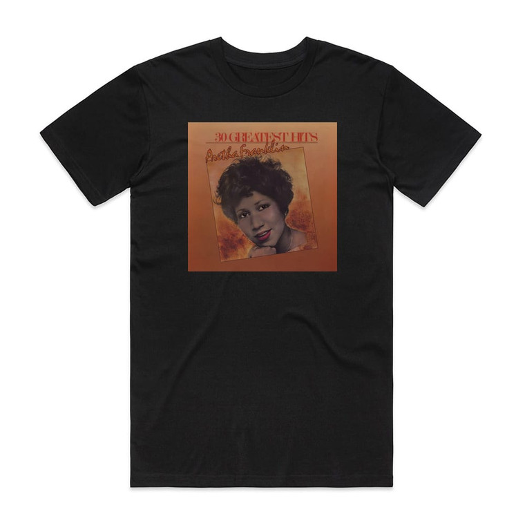 Aretha Franklin 30 Greatest Hits 1 Album Cover T-Shirt Black