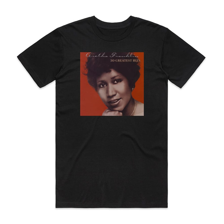 Aretha Franklin 30 Greatest Hits Album Cover T-Shirt Black