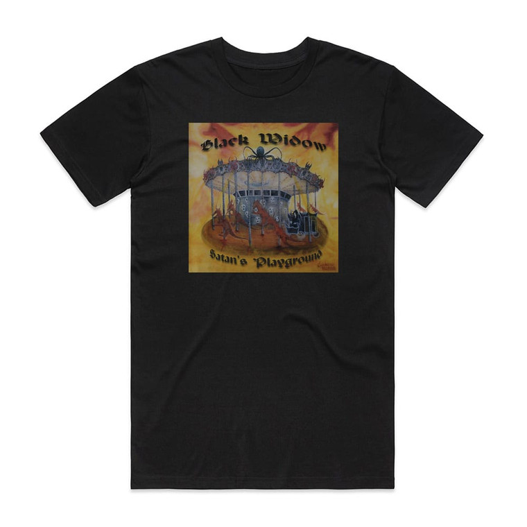 Black Widow Satans Playground Album Cover T-Shirt Black