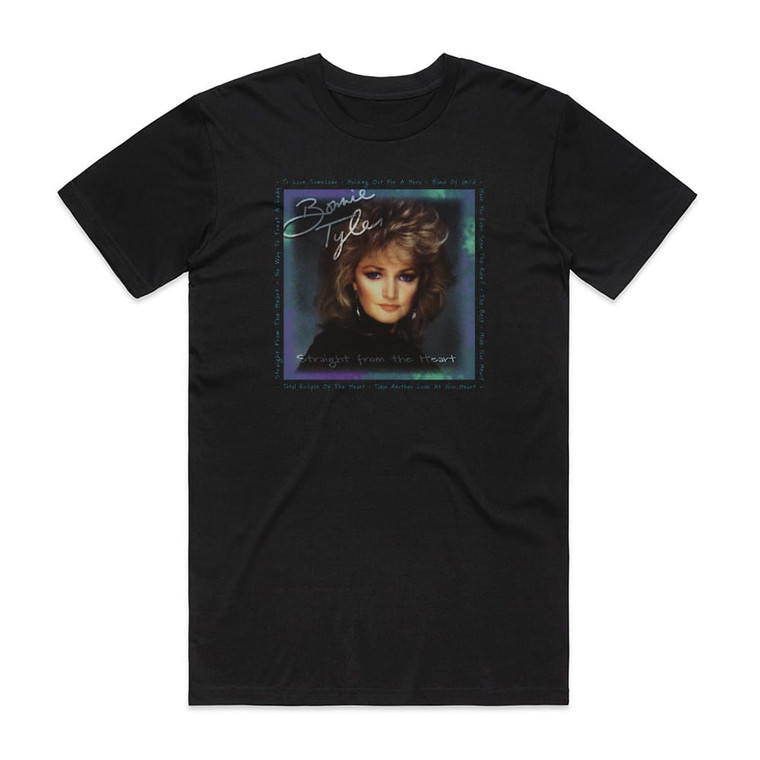 Bonnie Tyler Straight From The Heart Album Cover T-Shirt Black Bonnie Tyler Straight From The Heart Album Cover T-Shirt Black