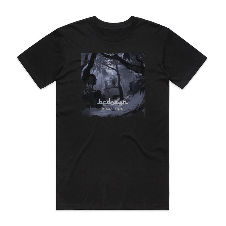 Bedowyn Wolves Trees Album Cover T-Shirt Black