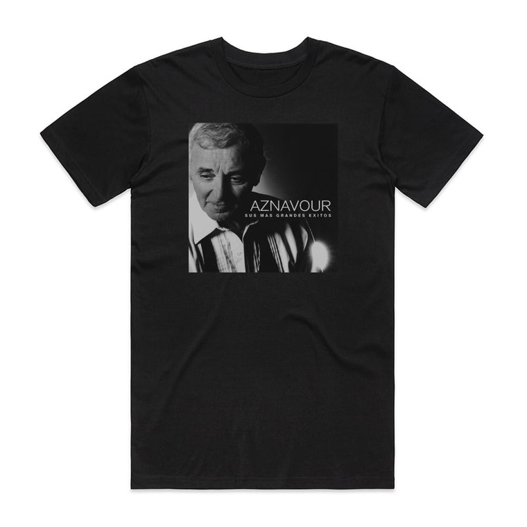 Charles Aznavour Sus Ms Grandes Xitos Album Cover T-Shirt Black