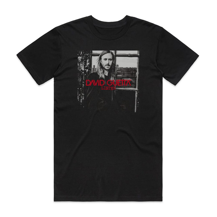 David Guetta Listen Album Cover T-Shirt Black