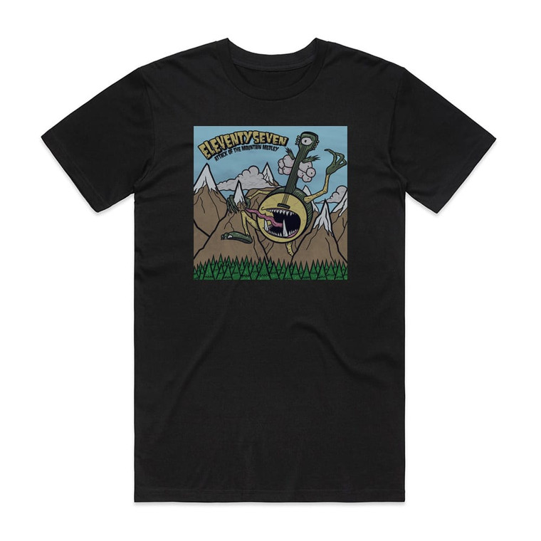 eleventyseven Attack Of The Mountain Medley Album Cover T-Shirt Black