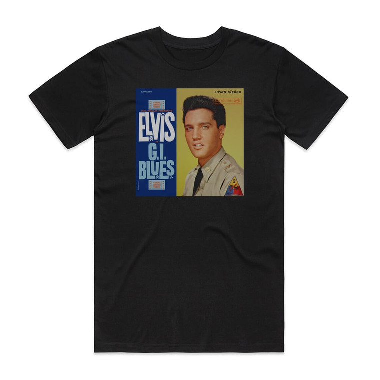 Elvis Presley Gi Blues 1 Album Cover T-Shirt Black