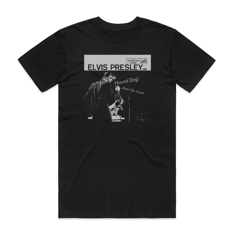 Elvis Presley Dont Be Cruel Hound Dog 1 Album Cover T-Shirt Black