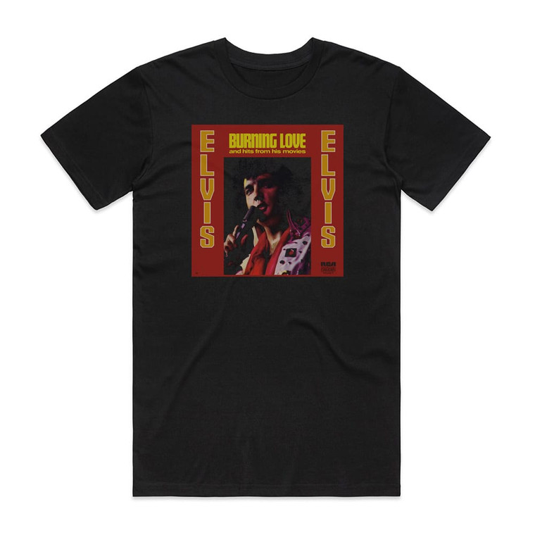 Elvis Presley Burning Love And Hits From His Movies Album Cover T-Shirt Black