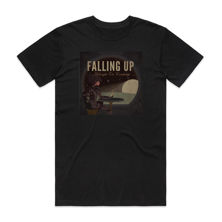 Falling Up Midnight On Earthship Album Cover T-Shirt Black
