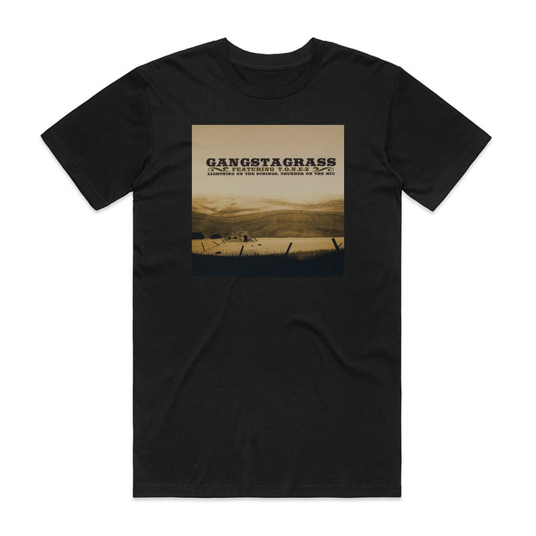 Gangstagrass Lightning On The Strings Thunder On The Mic Album Cover T-Shirt Black