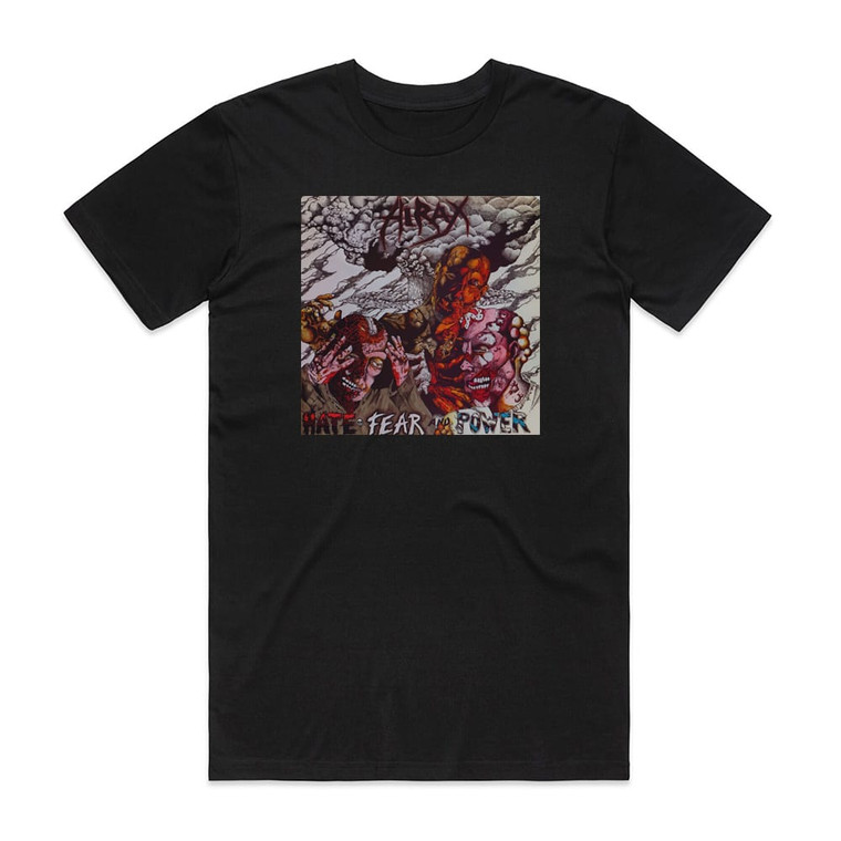 Hirax Hate Fear And Power Album Cover T-Shirt Black