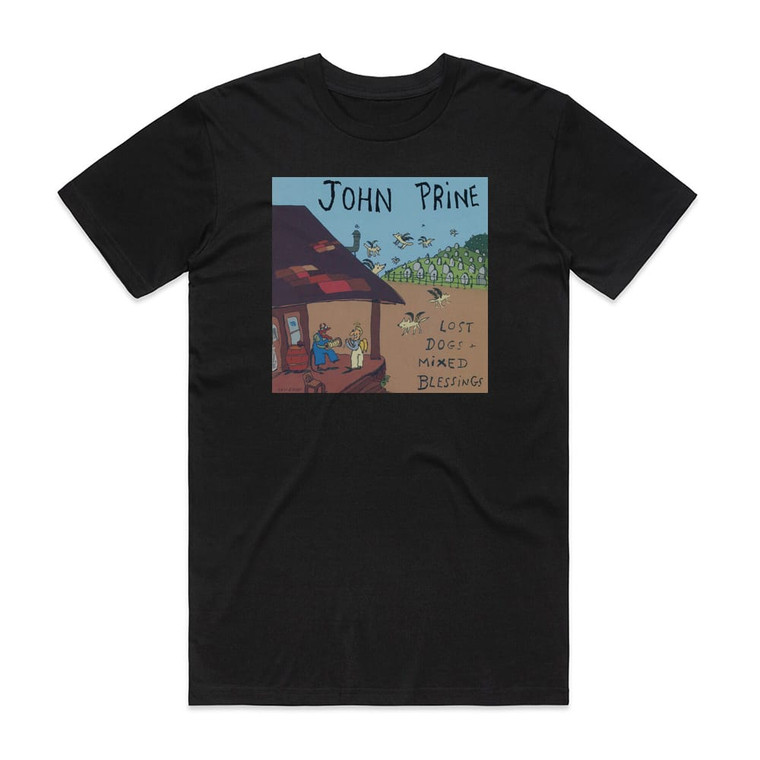 John Prine Lost Dogs And Mixed Blessings Album Cover T-Shirt Black