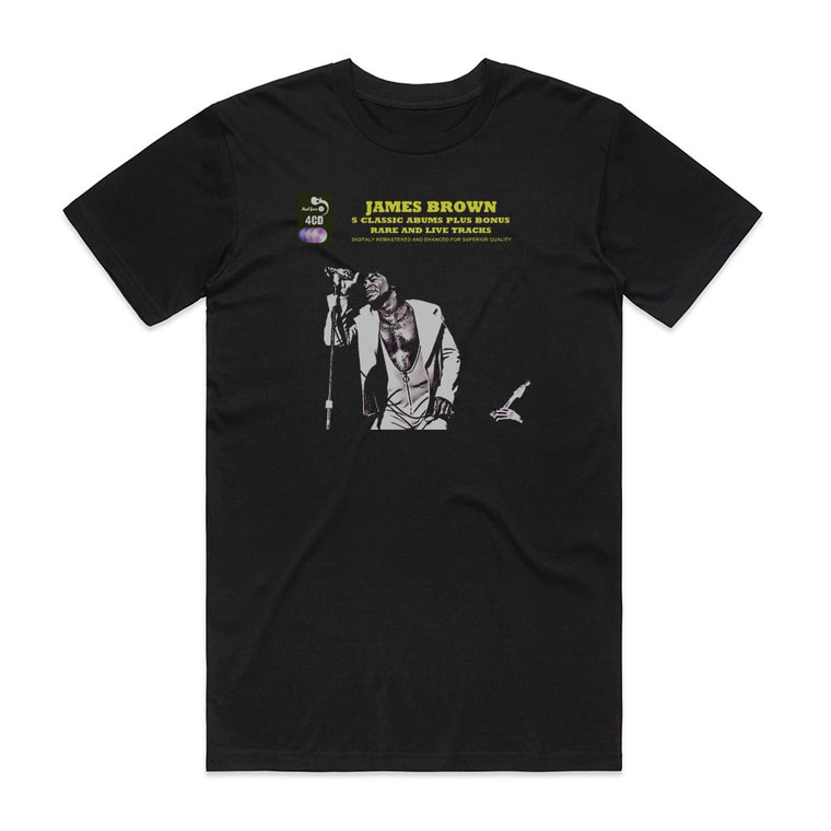 James Brown 5 Classic Albums Plus Bonus Rare And Live Tracks Album Cover T-Shirt Black