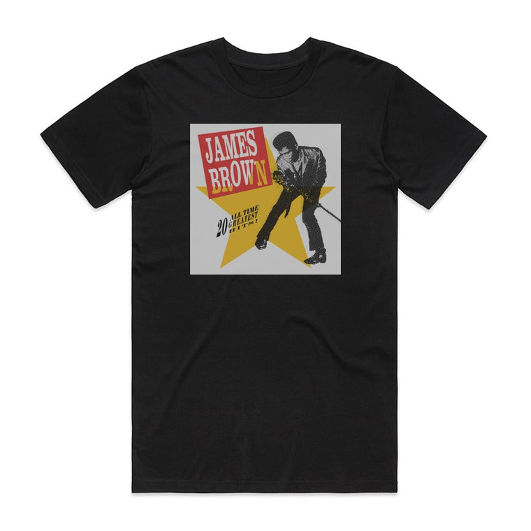 James Brown 20 All Time Greatest Hits Album Cover T-Shirt Black
