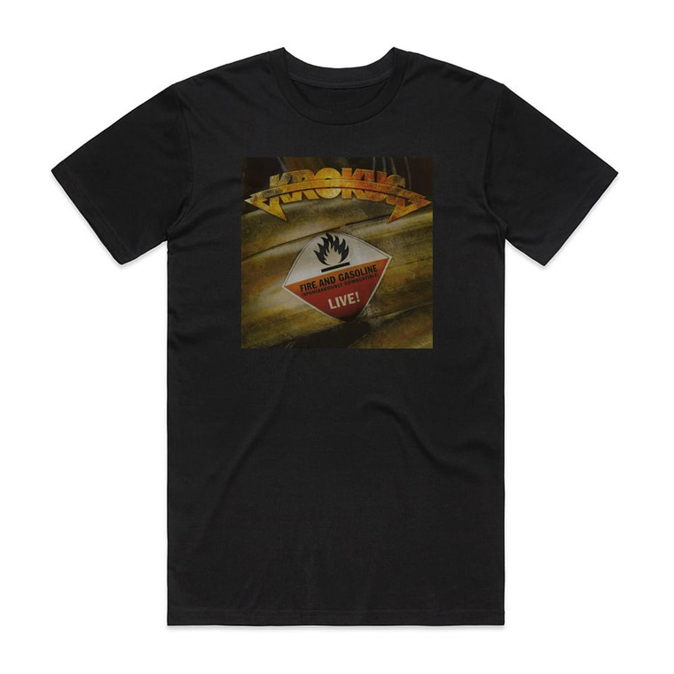 Krokus Fire Gasoline Album Cover T-Shirt Black