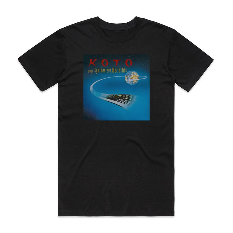 Koto Plays Synthesizer World Hits Album Cover T-Shirt Black