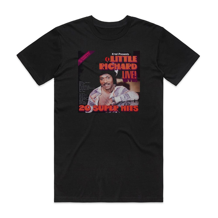 Little Richard K Tel Presents Little Richard Live 20 Super Hits Album Cover T-Shirt Black