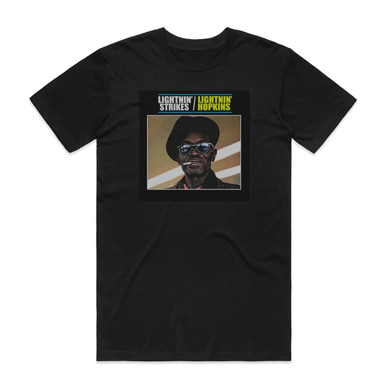 Lightnin Hopkins Lightnin Strikes Album Cover T-Shirt Black
