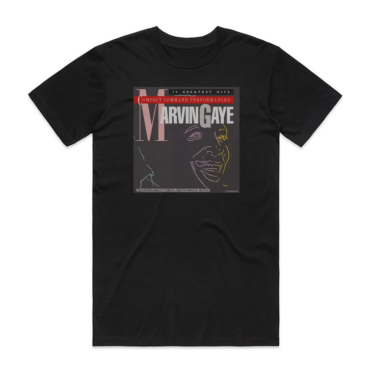 Marvin Gaye Compact Command Performances 15 Greatest Hits Album Cover T-Shirt Black