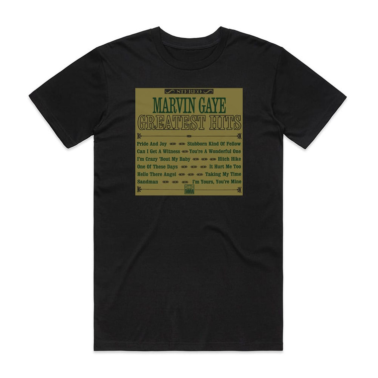Marvin Gaye Greatest Hits Album Cover T-Shirt Black