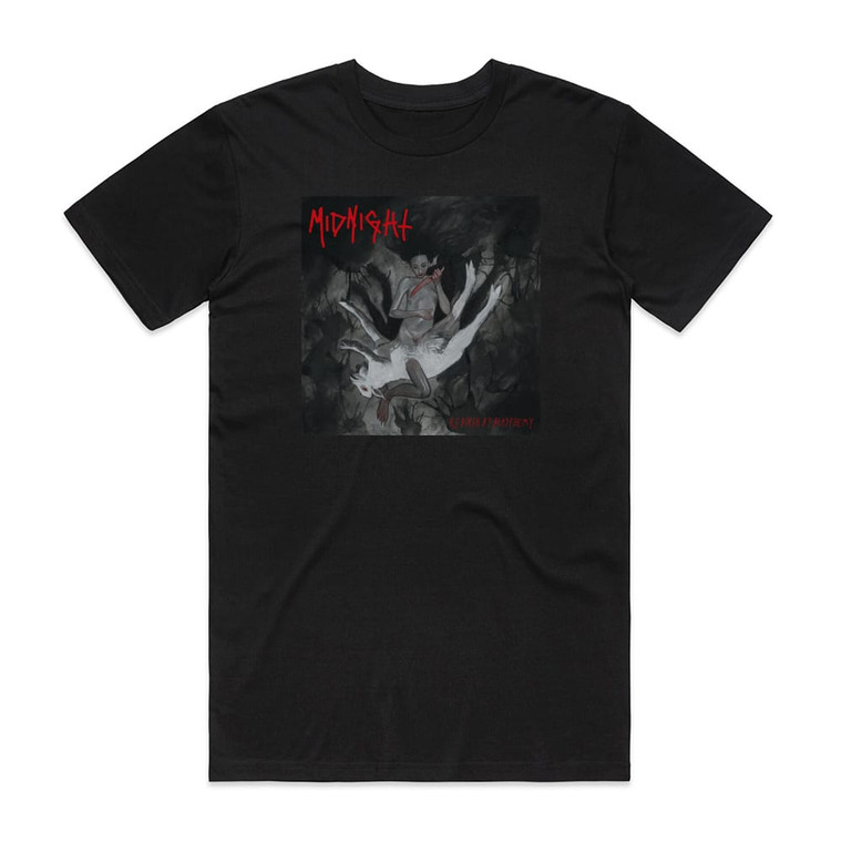 Midnight Rebirth By Blasphemy Album Cover T-Shirt Black