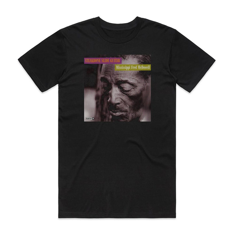 Mississippi Fred McDowell Steakbone Slide Guitar Album Cover T-Shirt Black