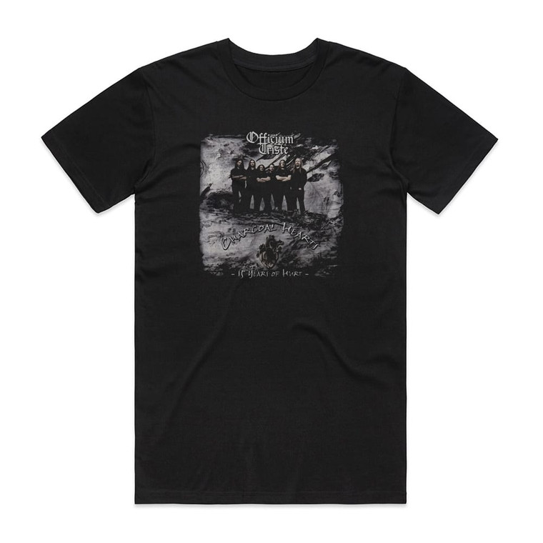 Officium Triste Charcoal Hearts 15 Years Of Hurt Album Cover T-Shirt Black