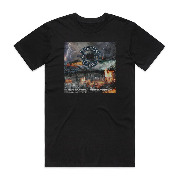 Potential Threat SF Civilization Under Threat Album Cover T-Shirt Black