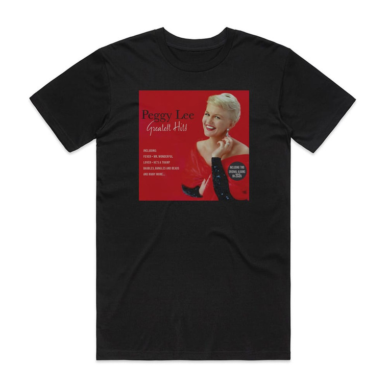 Peggy Lee Greatest Hits Album Cover T-Shirt Black