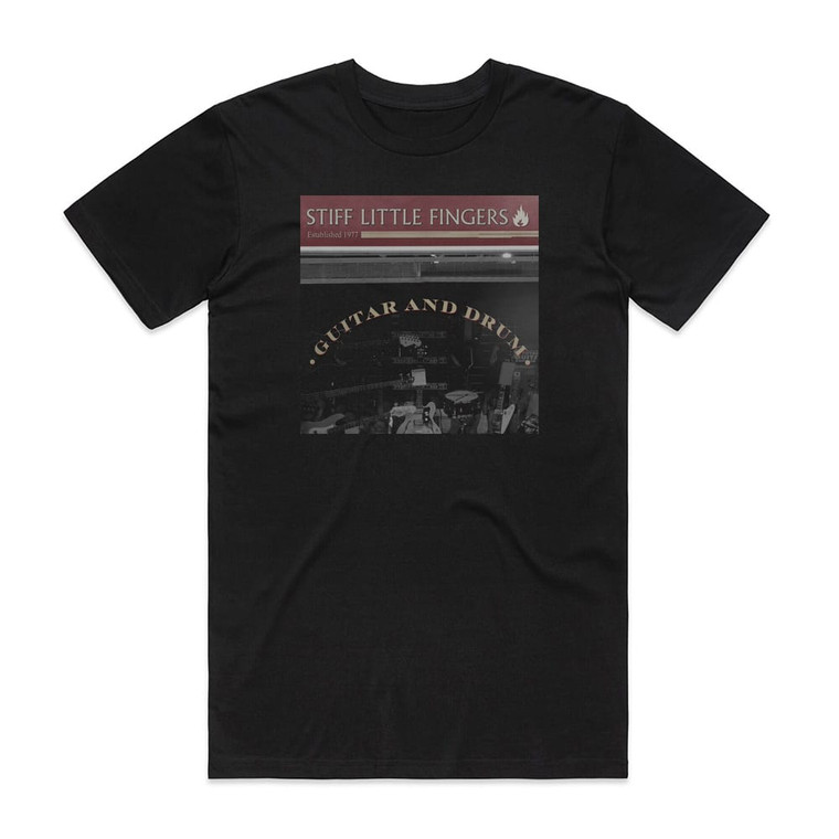 Stiff Little Fingers Guitar Drum Album Cover T-Shirt Black