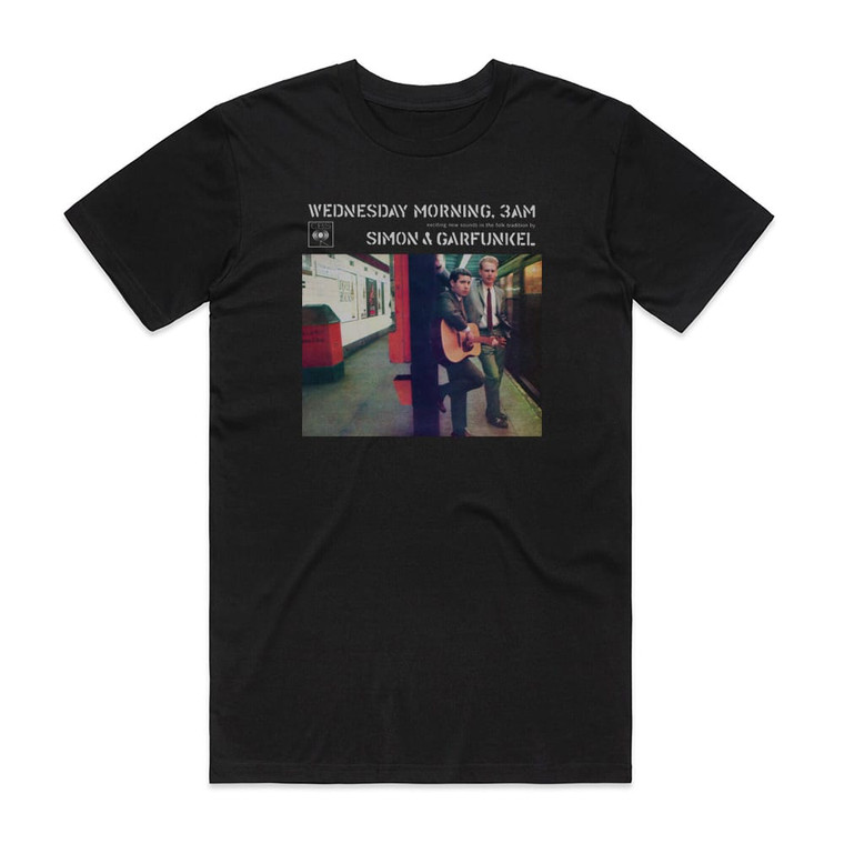Simon and Garfunkel Wednesday Morning 3 Am 2 Album Cover T-Shirt Black Simon and Garfunkel Wednesday Morning 3 Am 2 Album Cover T-Shirt Black