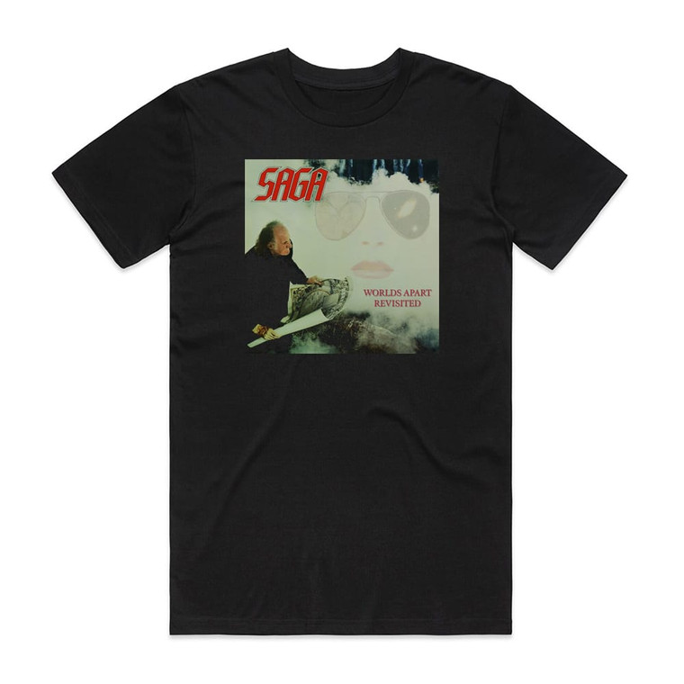 Saga Worlds Apart Revisited Album Cover T-Shirt Black Saga Worlds Apart Revisited Album Cover T-Shirt Black