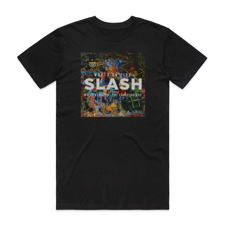 Slash World On Fire 1 Album Cover T-Shirt Black
