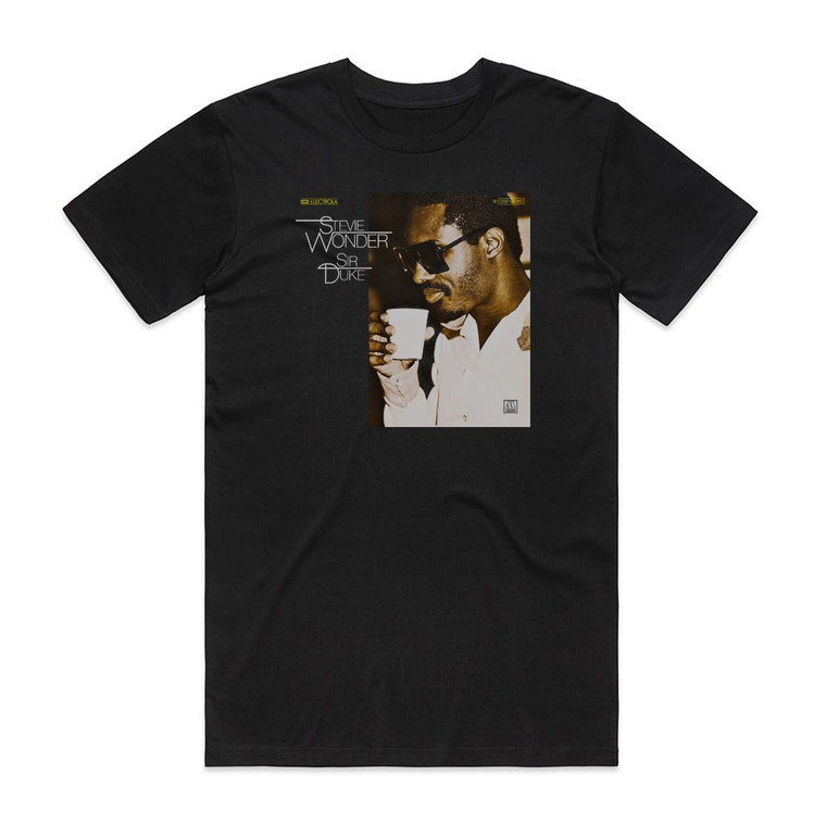Stevie Wonder Sir Duke Hes Misstra Know It All Album Cover T-Shirt Black Stevie Wonder Sir Duke Hes Misstra Know It All Album Cover T-Shirt Black