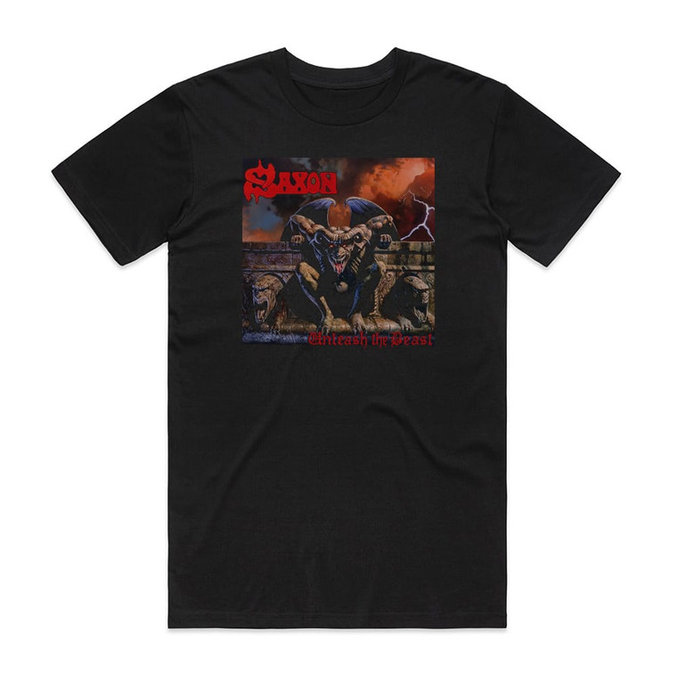 Saxon Unleash The Beast 1 Album Cover T-Shirt Black