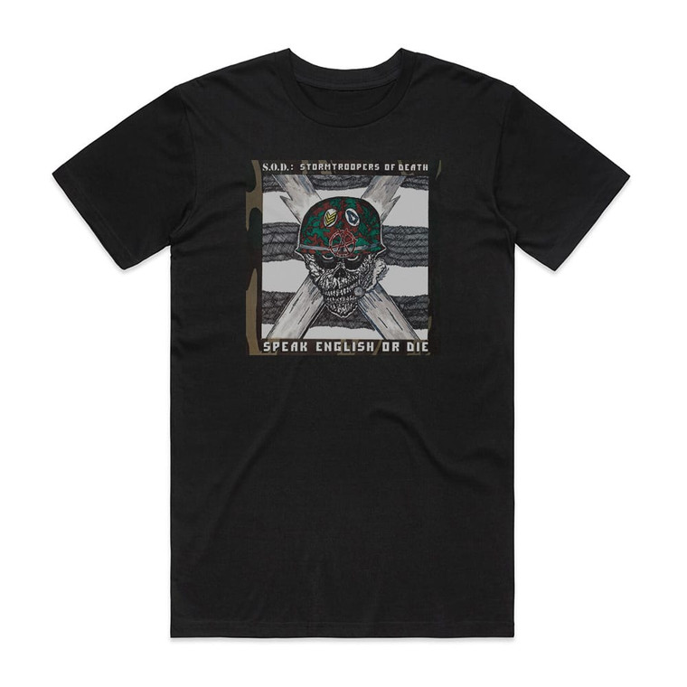 Stormtroopers of Death Speak English Or Die Album Cover T-Shirt Black