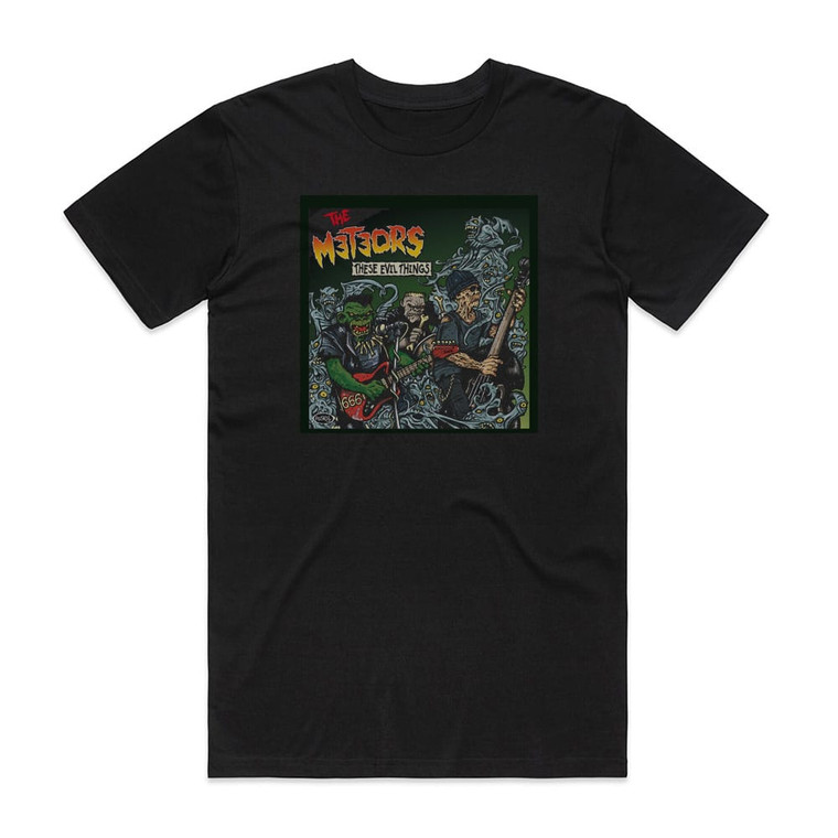 The Meteors These Evil Things Album Cover T-Shirt Black
