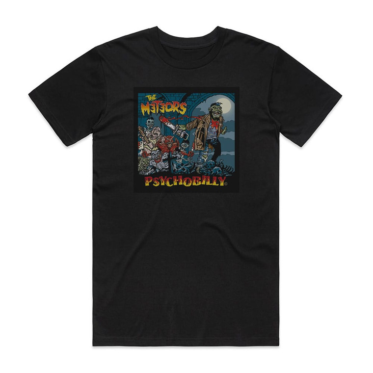 The Meteors Psychobilly Album Cover T-Shirt Black