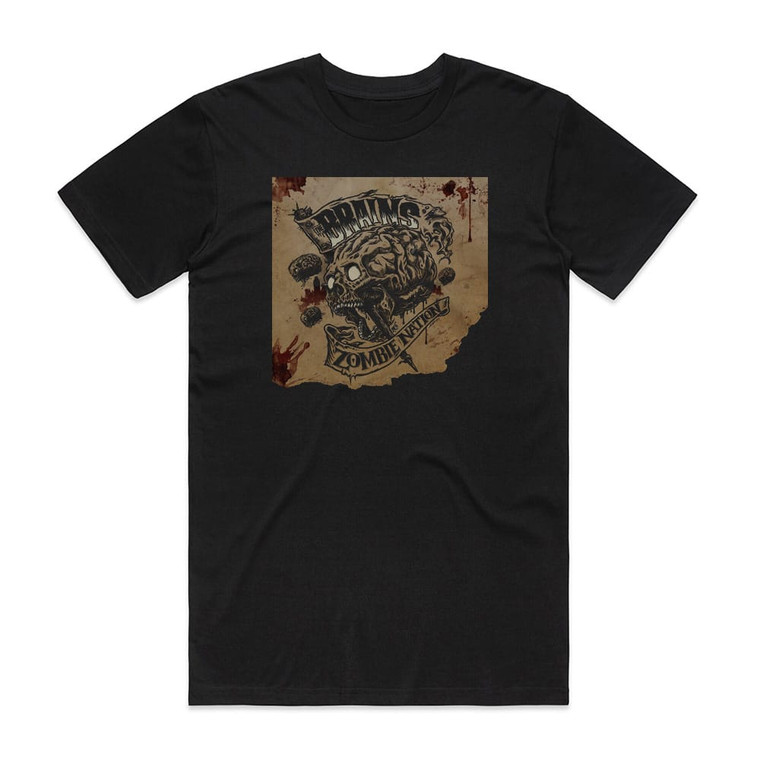 The Brains Zombie Nation Album Cover T-Shirt Black The Brains Zombie Nation Album Cover T-Shirt Black