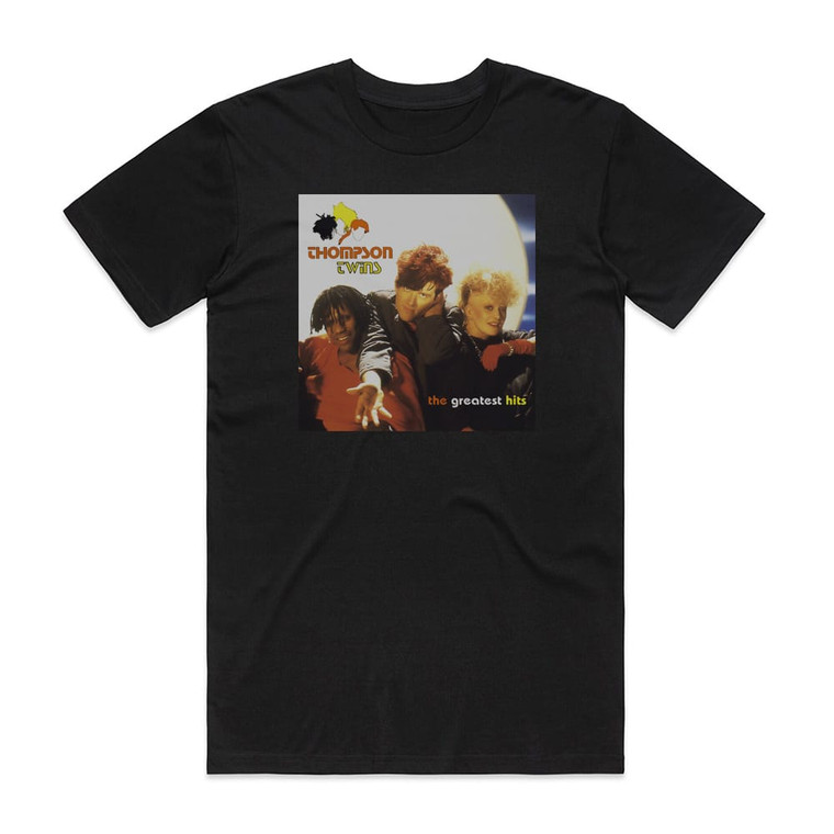 Thompson Twins The Greatest Hits Album Cover T-Shirt Black Thompson Twins The Greatest Hits Album Cover T-Shirt Black