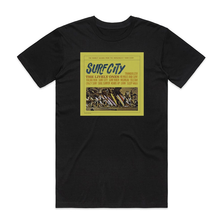 The Lively Ones Surf City Album Cover T-Shirt Black