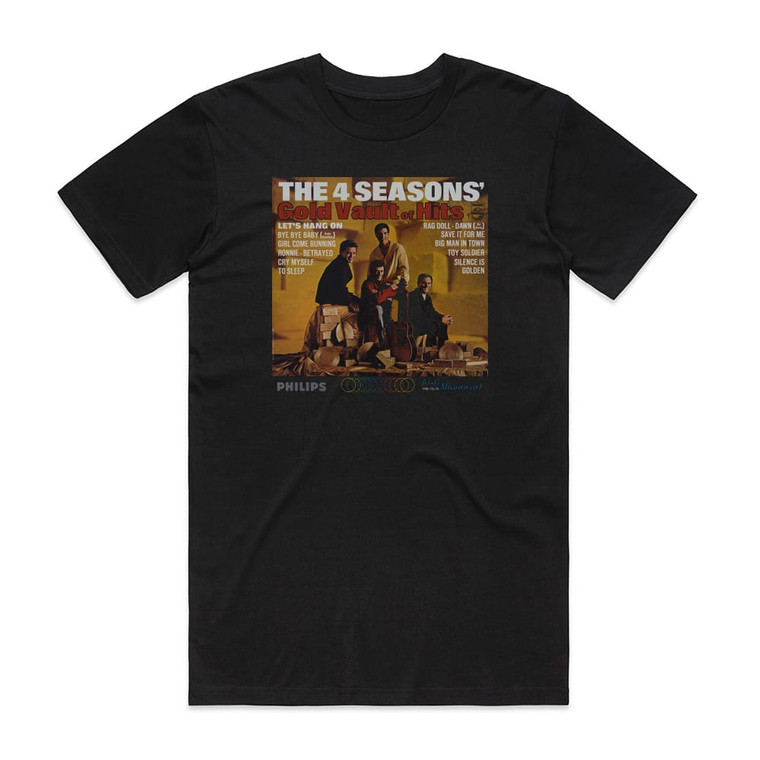 The Four Seasons Gold Vault Of Hits Album Cover T-Shirt Black The Four Seasons Gold Vault Of Hits Album Cover T-Shirt Black